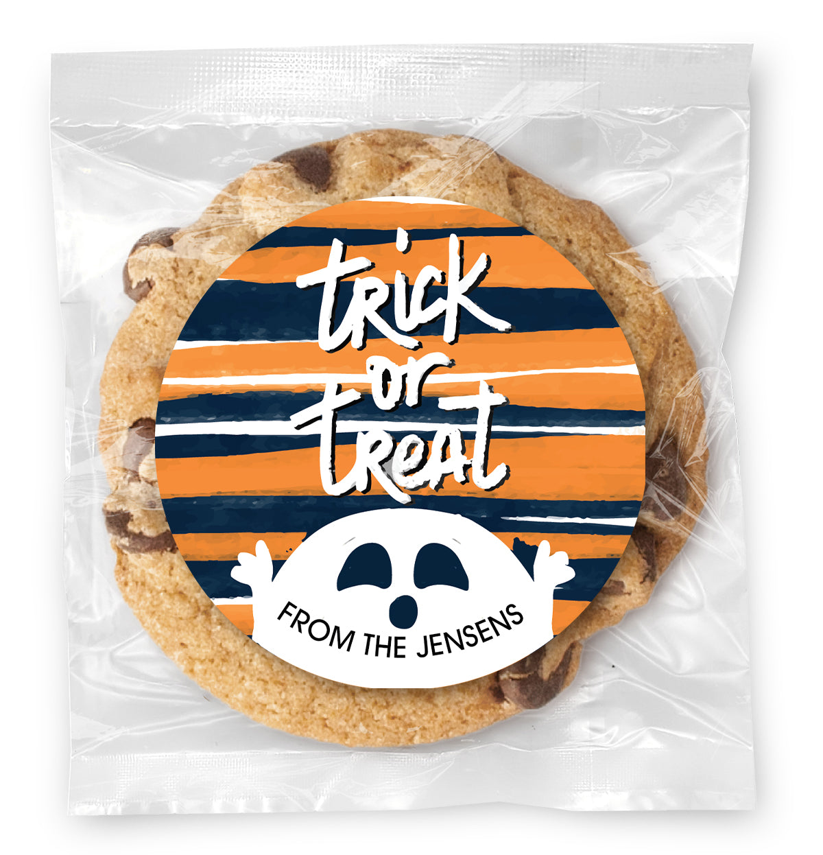 Trick or Treat Ghost - Gourmet Chocolate Chip Or Variety Pack W/ Full Color Personalized Sticker