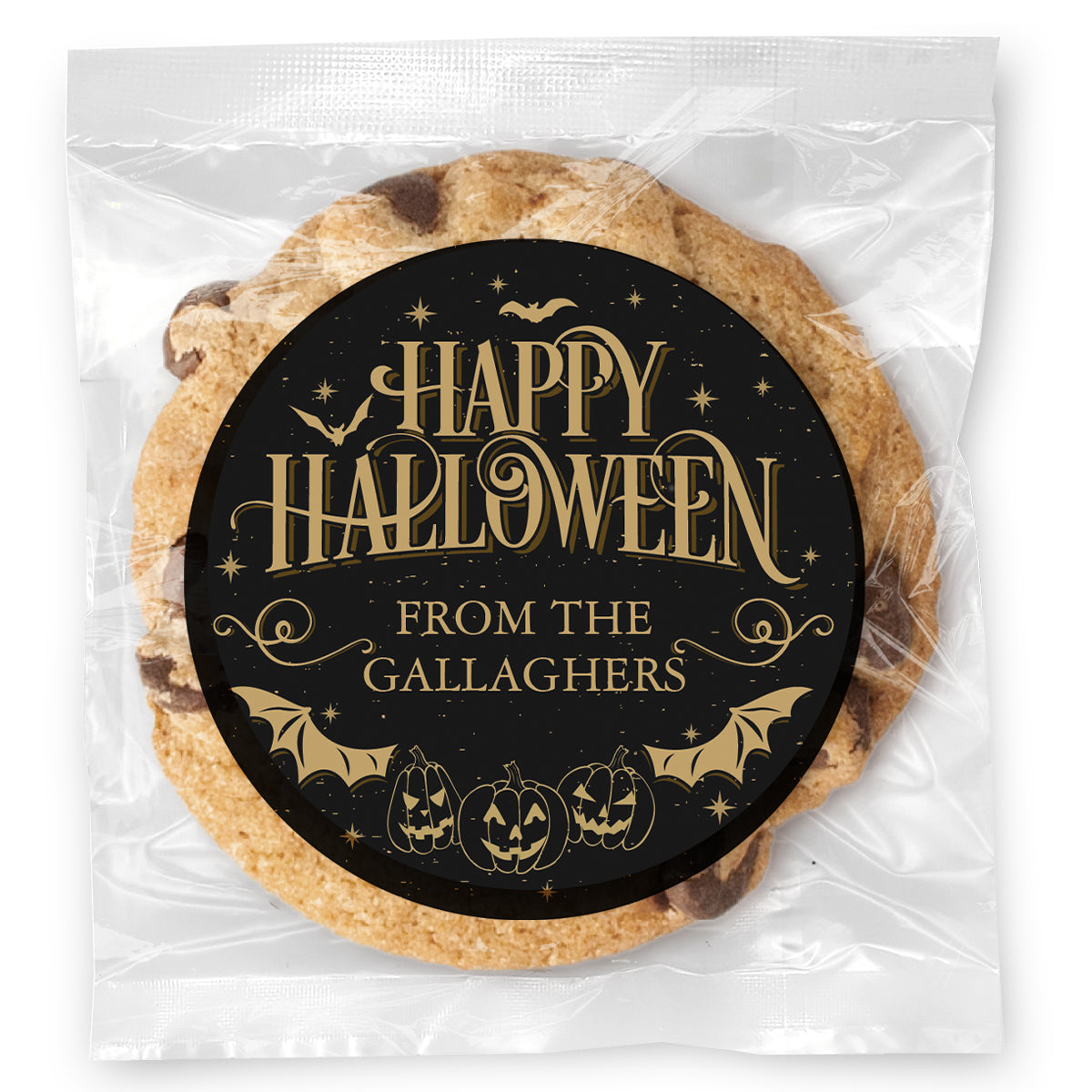Happy Halloween Spooky Vibes - Gourmet Chocolate Chip Or Variety Pack W/ Full Color Personalized Sticker