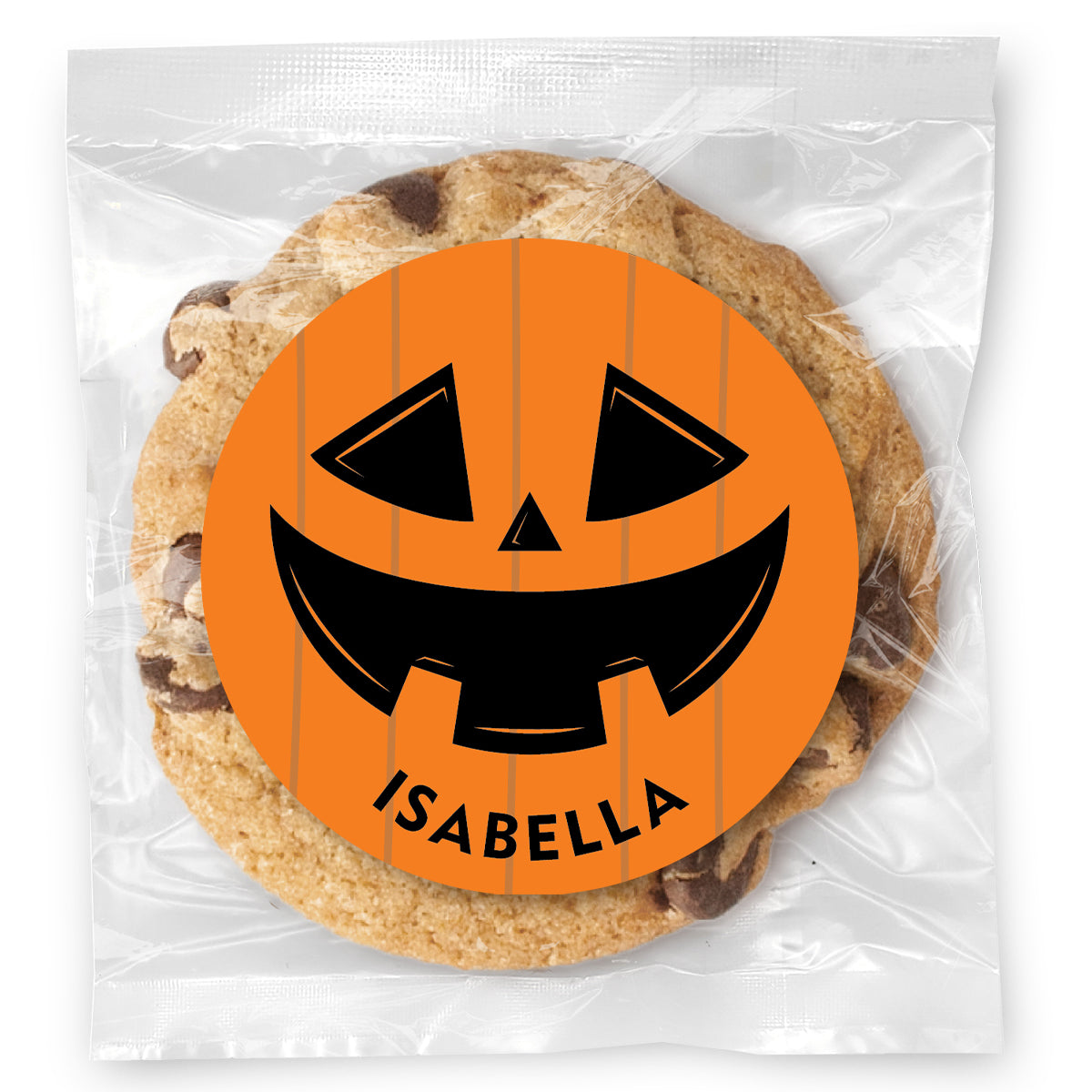 Halloween Jack O' Lantern Name - Gourmet Chocolate Chip Or Variety Pack W/ Full Color Personalized Sticker