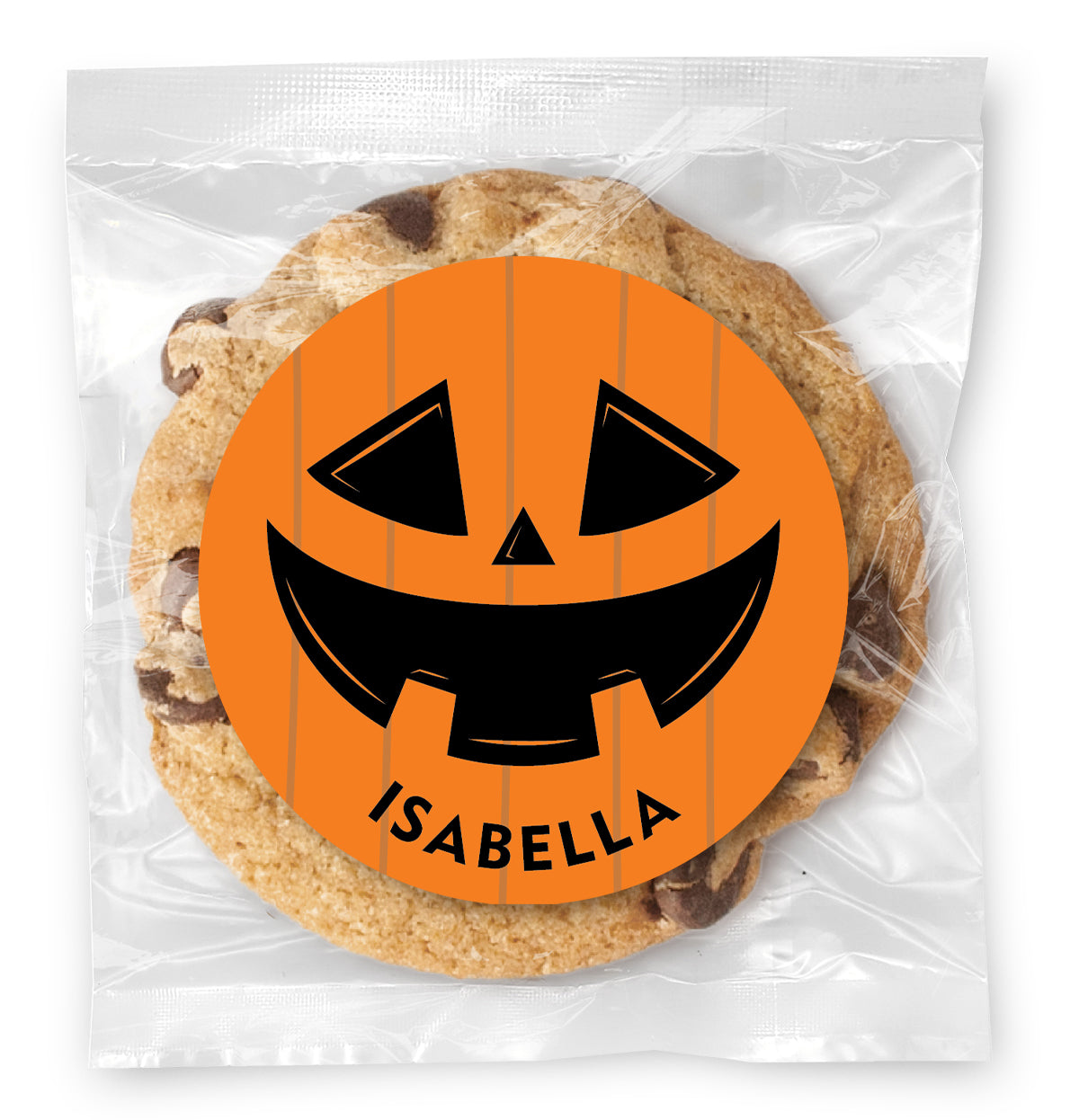 Halloween Jack O' Lantern Name - Gourmet Chocolate Chip Or Variety Pack W/ Full Color Personalized Sticker