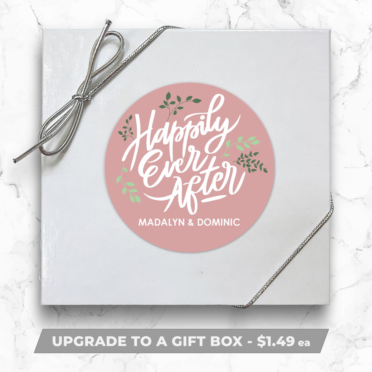 Happily Ever After Leaves - Personalized Direct Print on Square Sugar Cookies