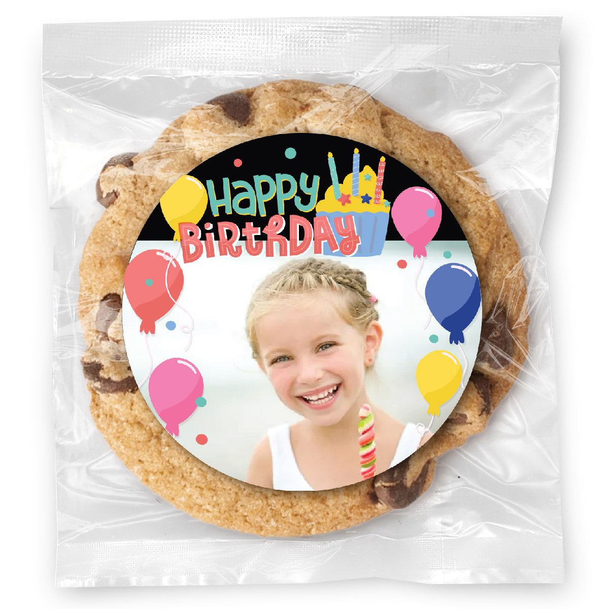 Happy Birthday Photo - Gourmet Chocolate Chip Or Variety Pack W/ Full Color Personalized Sticker