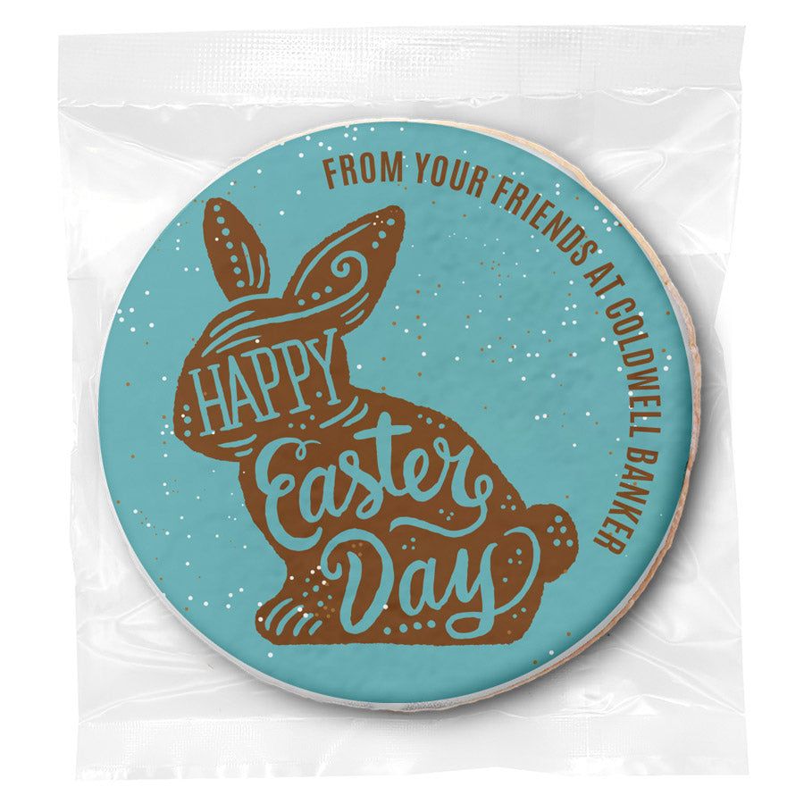 Brown Bunny Easter Wishes - Personalized Direct Print On Round Sugar Cookie
