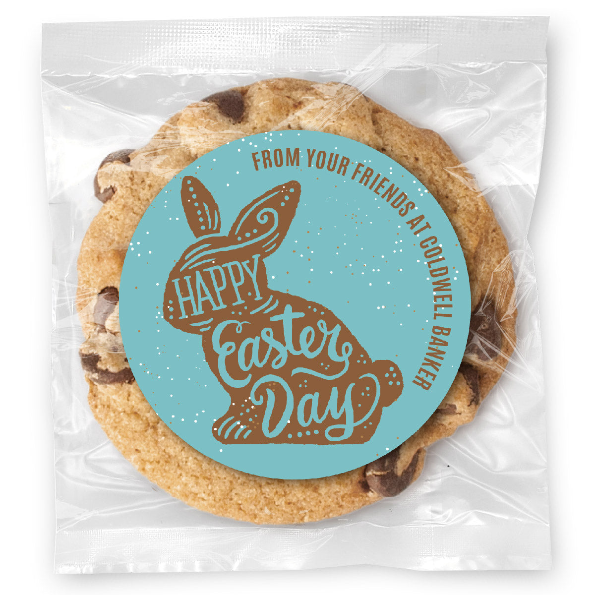 Brown Bunny Easter Wishes - Gourmet Chocolate Chip Or Variety Pack W/ Full Color Personalized Sticker