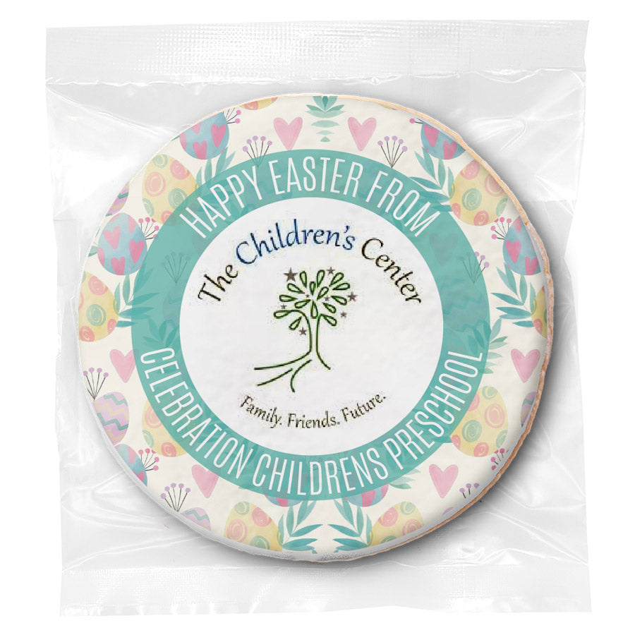 Happy Easter Logo Upload & Message - Personalized Direct Print on Round Sugar Cookies