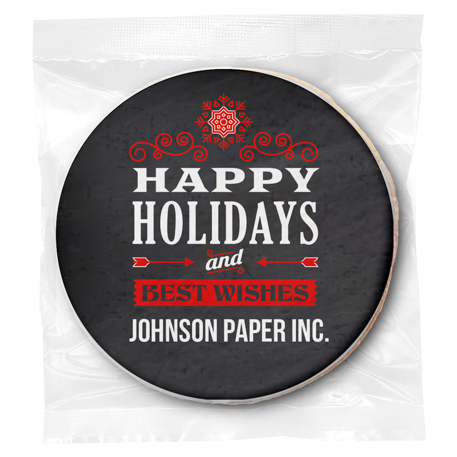 Happy Holidays & Best Wishes - Personalized Direct Print On Round Sugar Cookie