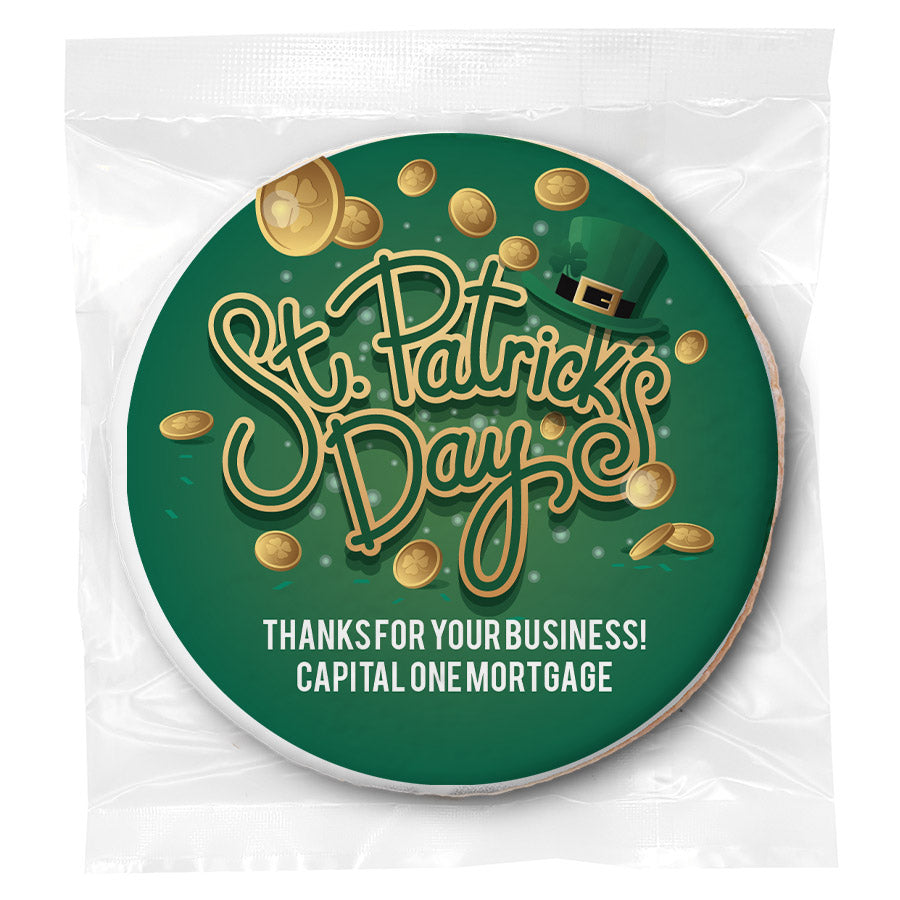 Saint Patricks Day Gold Coins - Personalized Direct Print On Round Sugar Cookie
