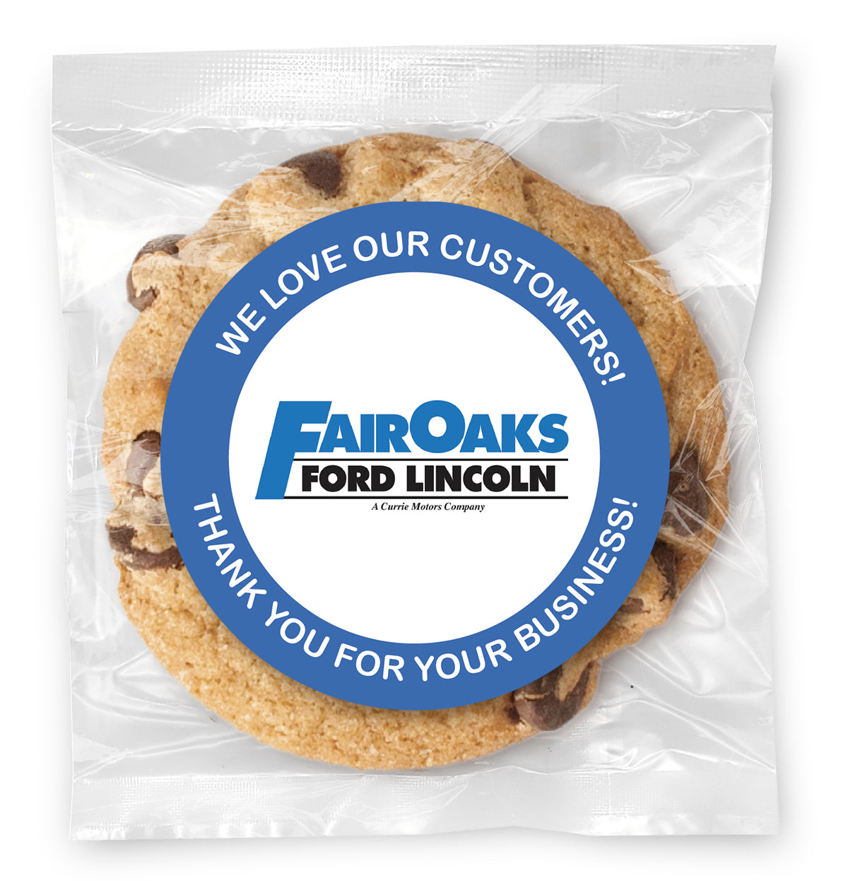 Corporate Logo Upload & Message w/ Color Choice -  Gourmet Chocolate Chip Or Variety Pack W/ Full Color Personalized Sticker w/ Gift Bag & Matching Bow