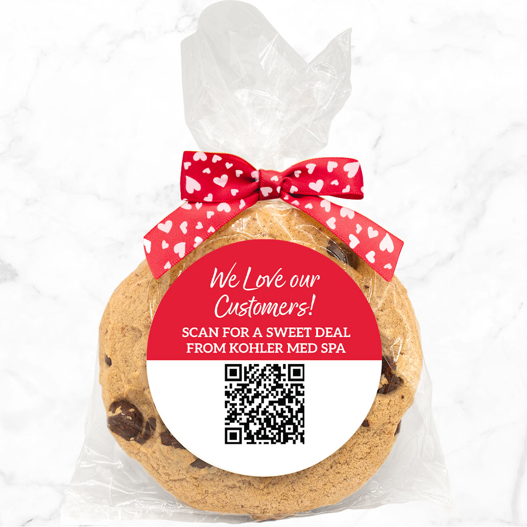 Scan for Message + QR CODE- Gourmet Chocolate Chip Or Variety Pack W/ Full Color Personalized Sticker