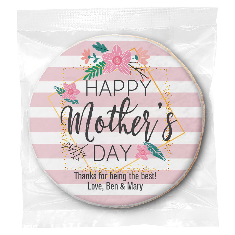 Mothers Day Stripes - Personalized Direct Print On Round Sugar Cookie