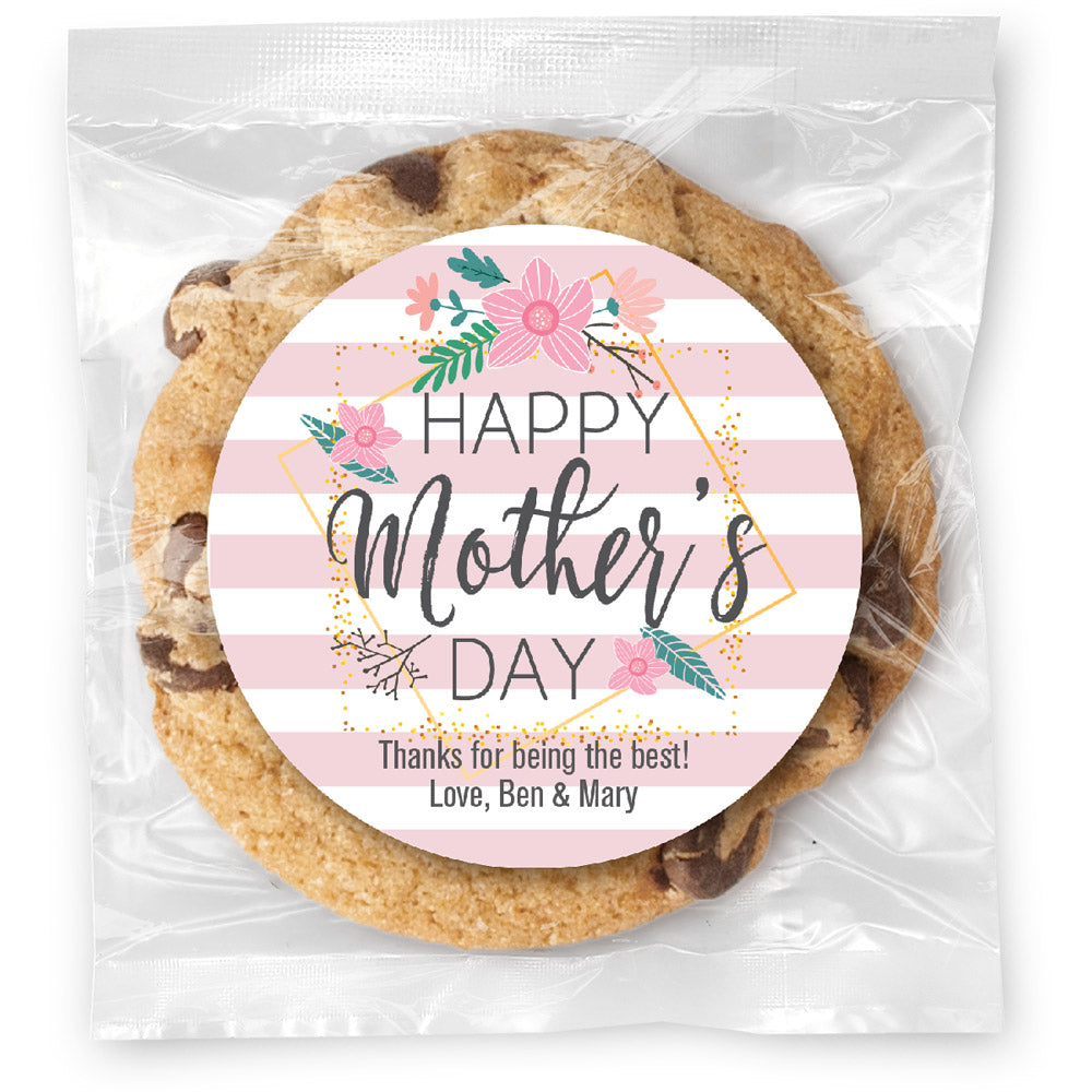 Mothers Day Stripes - Gourmet Chocolate Chip Or Variety Pack W/ Full Color Personalized Sticker