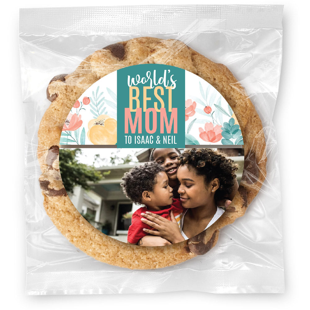 World's Best Mom Photo Upload - Gourmet Chocolate Chip Or Variety Pack W/ Full Color Personalized Sticker