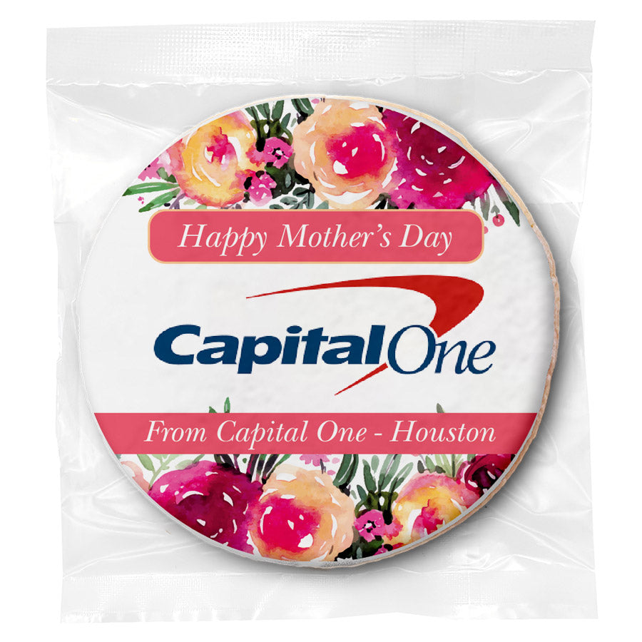 Happy Mother's Day Floral Logo Upload - Personalized Direct Print On Round Sugar Cookie