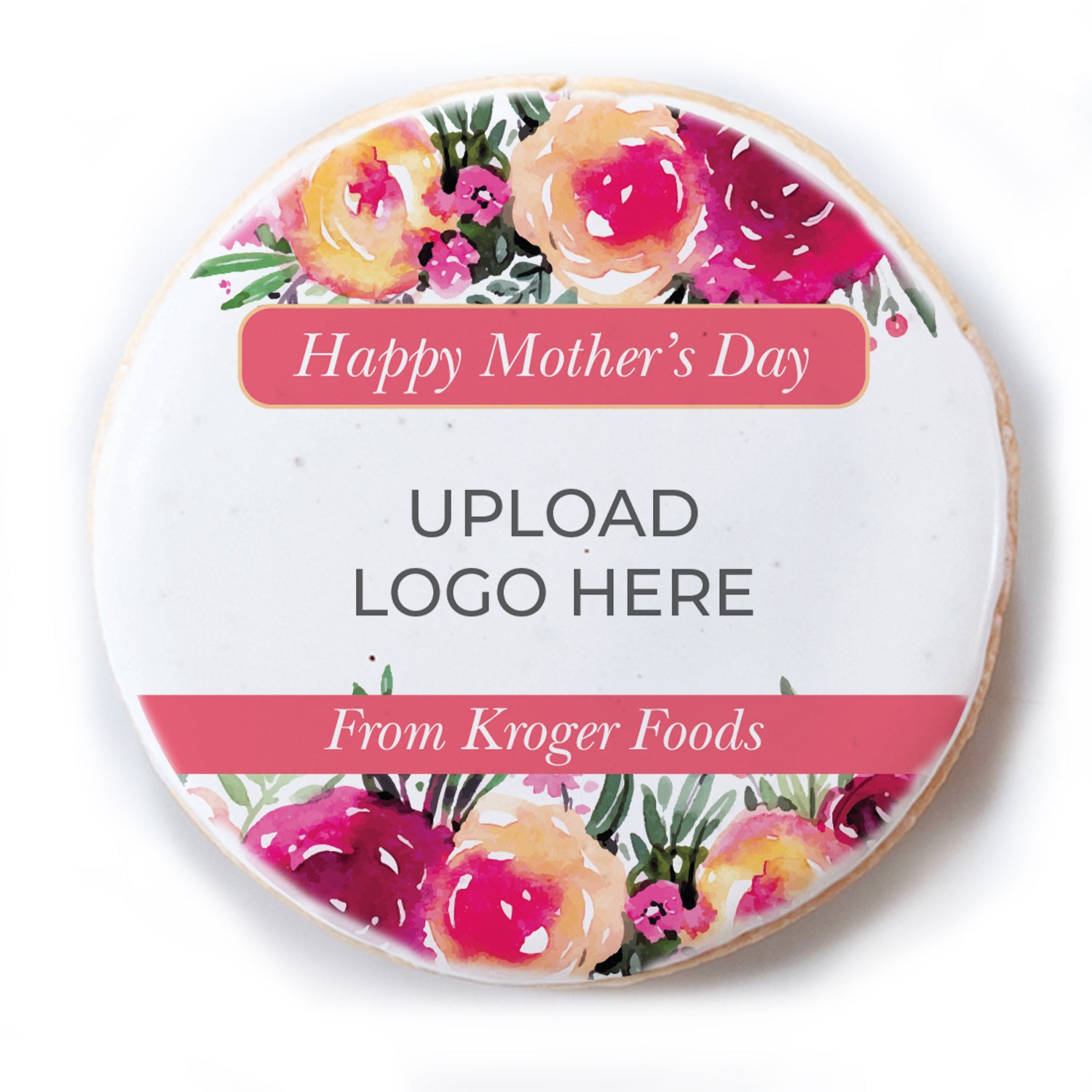Happy Mother's Day Floral Logo Upload - Personalized Direct Print On Round Sugar Cookie