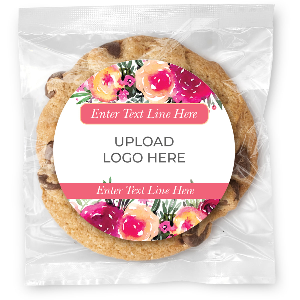 Happy Mother's Day Floral Logo Upload - Gourmet Chocolate Chip Or Variety Pack W/ Full Color Personalized Sticker