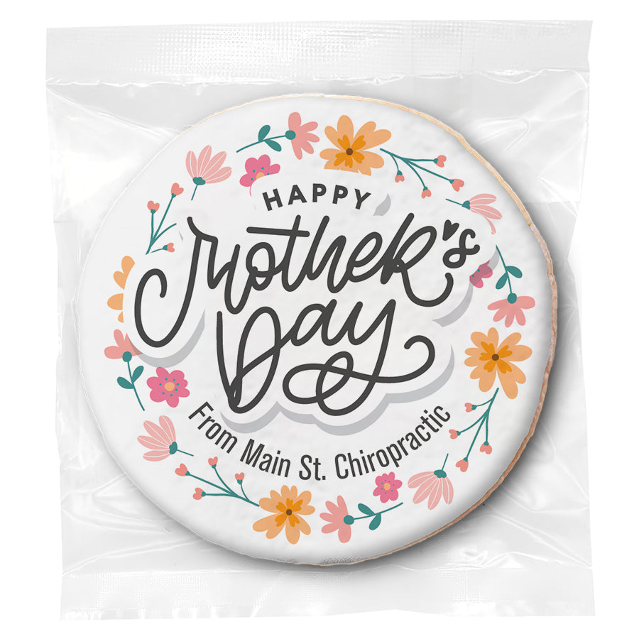Happy Mothers Day Floral Wreath - Personalized Direct Print On Round Sugar Cookie