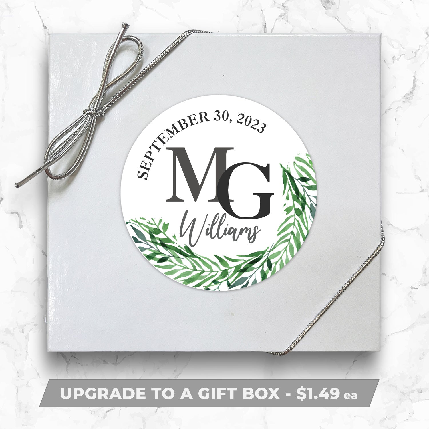 Monogram Green Wreath - Personalized Direct Print On Round Sugar Cookie