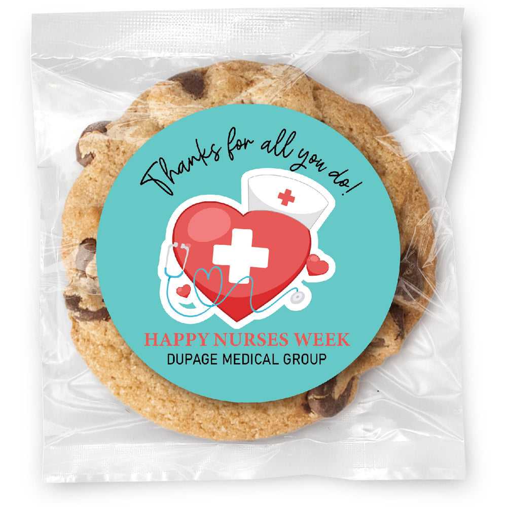 Large Heart Thank You - Gourmet Chocolate Chip Or Variety Pack W/ Full Color Personalized Sticker