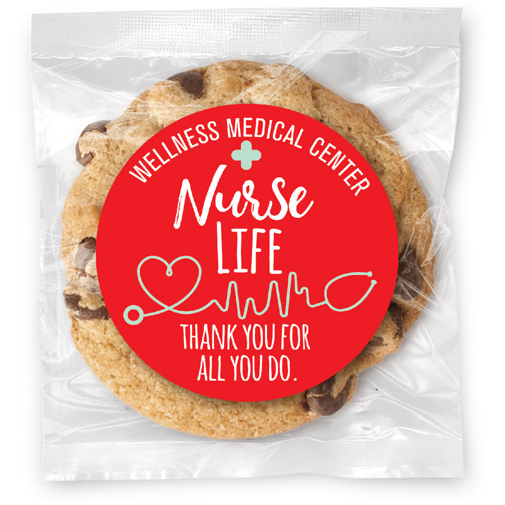 Nurse Life thanks for all you do! - Gourmet Chocolate Chip Or Variety Pack W/ Full Color Personalized Sticker