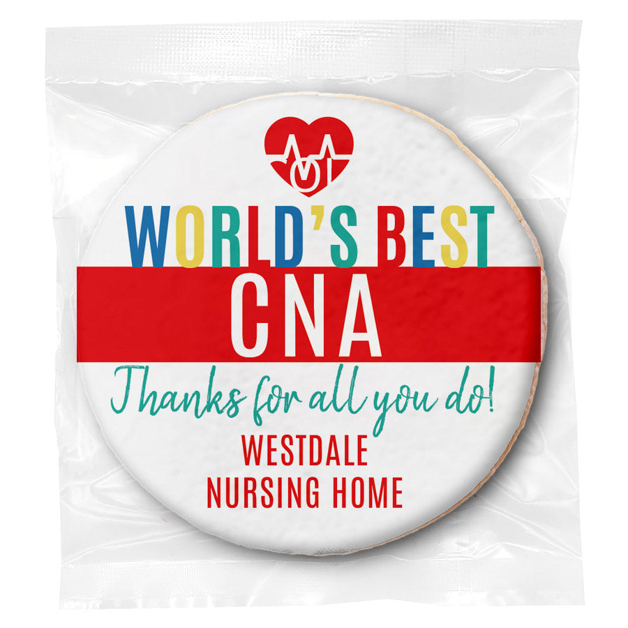 Personalized World's Best CNA - Direct Print on Round Sugar Cookies