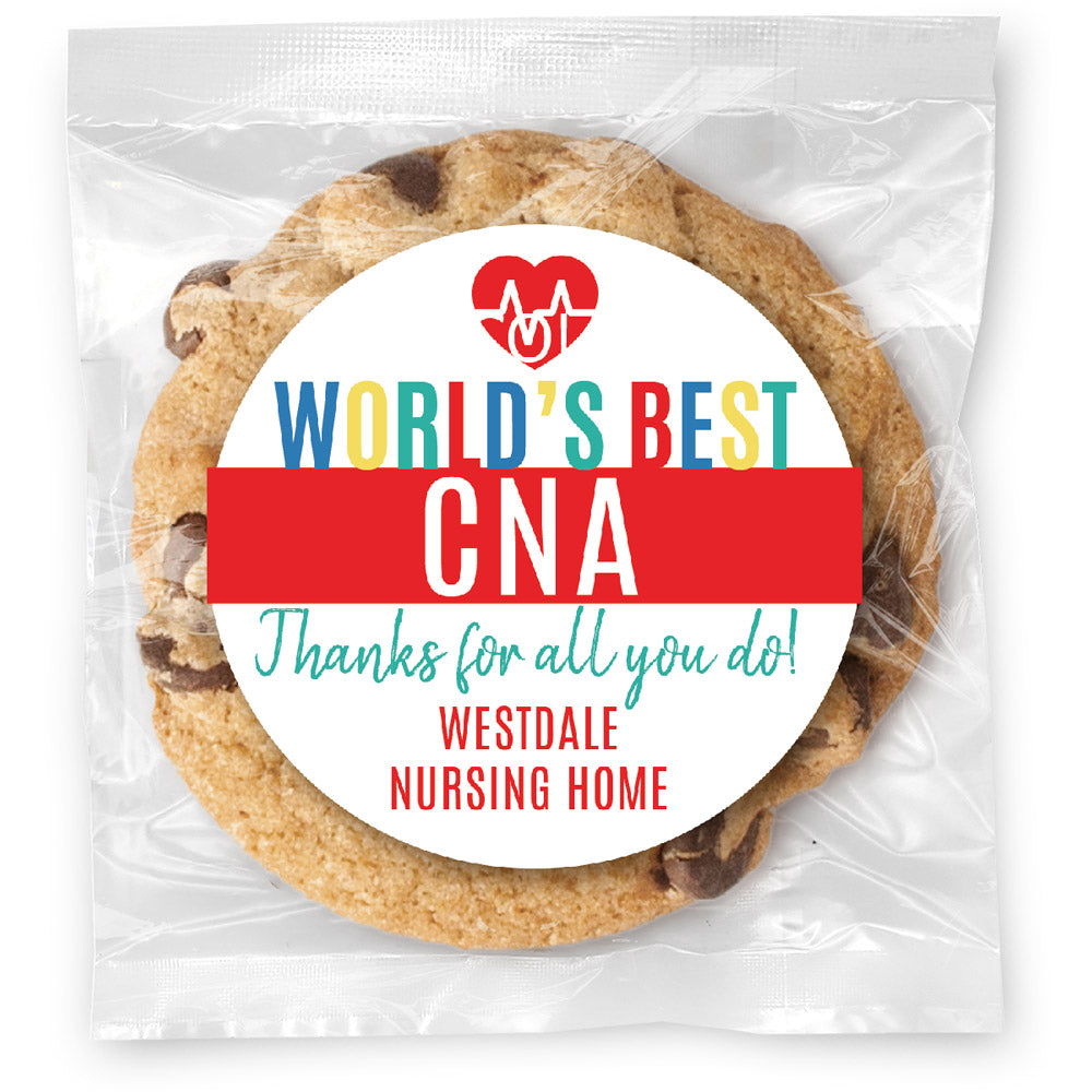 World's Best CNA - Gourmet Chocolate Chip Or Variety Pack W/ Full Color Personalized Sticker