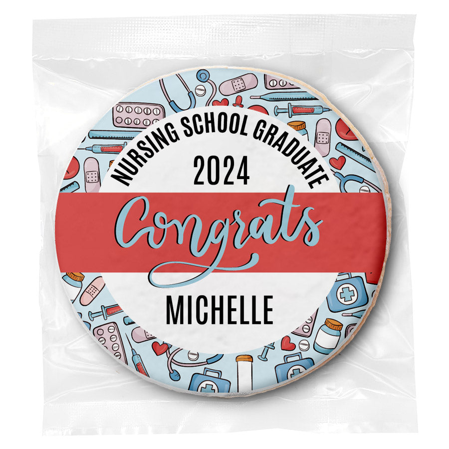Congrats Med/Nurse School Grad - Personalized Direct Print On Round Sugar Cookie
