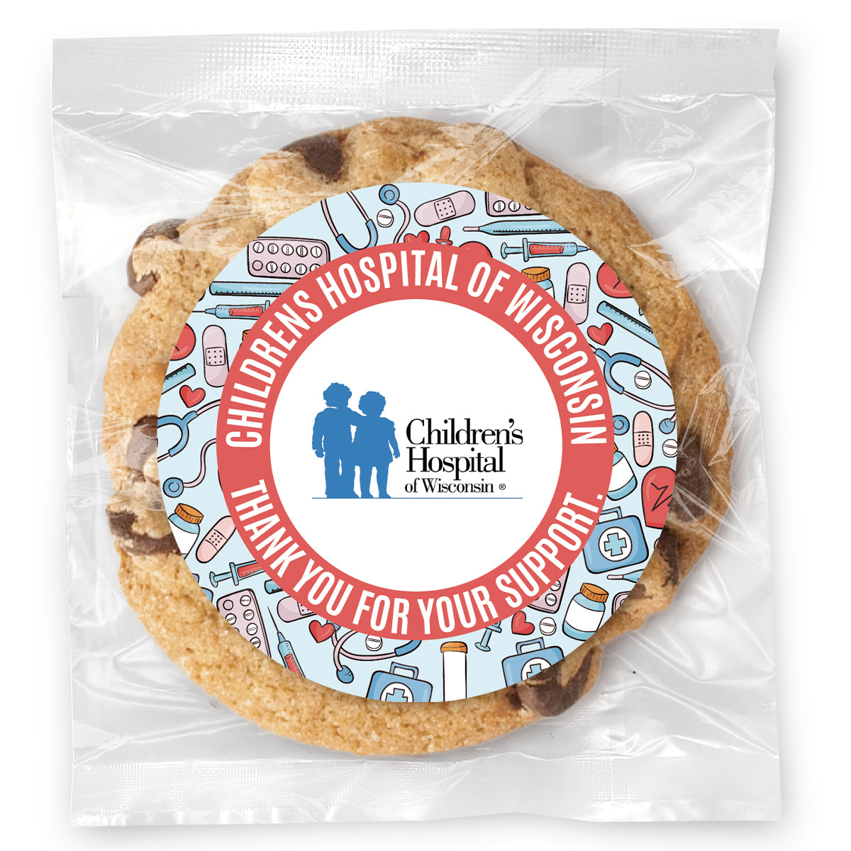 Nurse Appreciation Logo Upload - Gourmet Chocolate Chip Or Variety Pack W/ Full Color Personalized Sticker