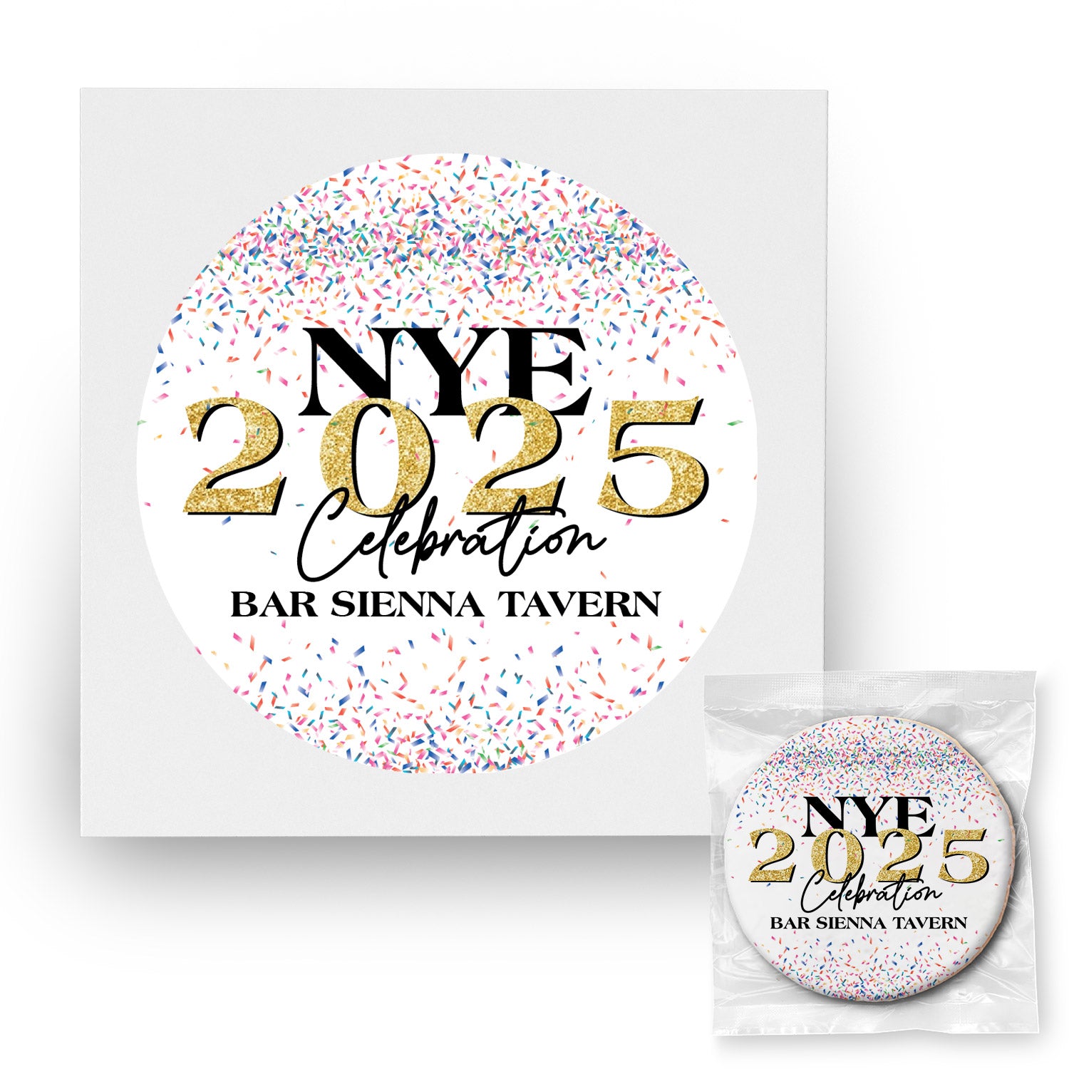 NYE Celebration - Personalized Direct Print on Round Sugar Cookie Gift Box
