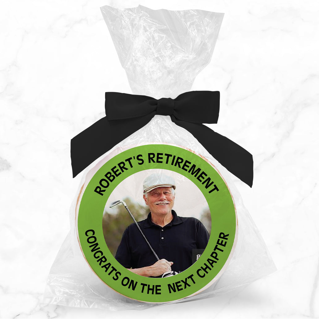 Build Your Own - Photo Upload, Message & Color - Personalized Direct Print On Round Sugar Cookie w/ Gift Bag & Matching Bow