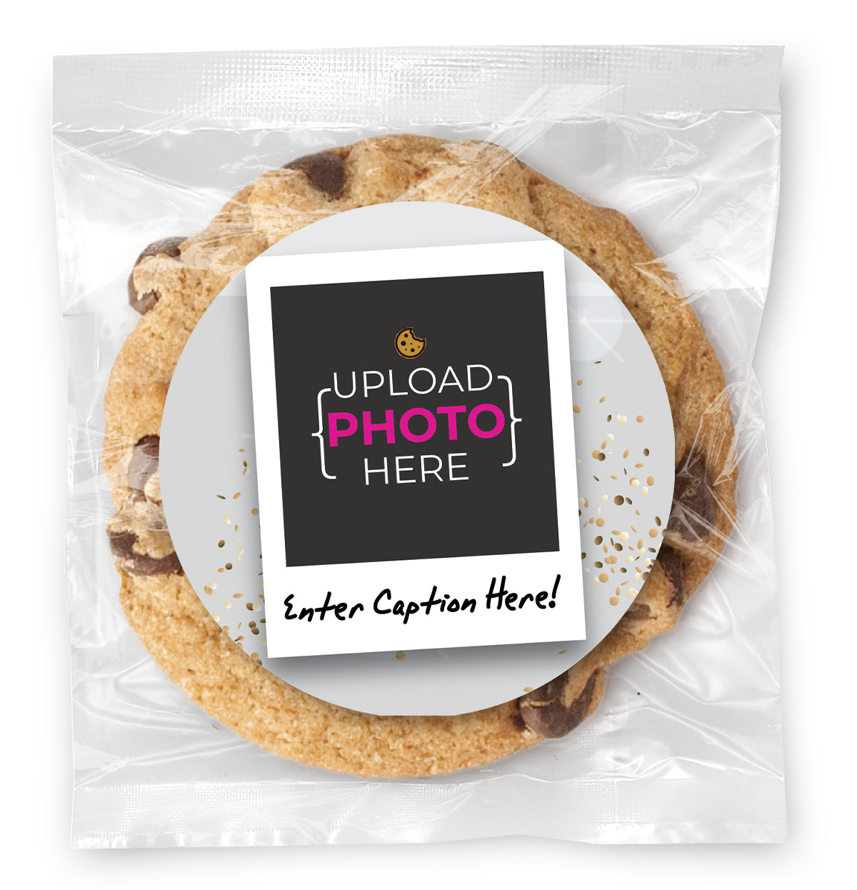 Upload your own Photo - Polaroid & Caption - Gourmet Chocolate Chip Or Variety Pack W/ Full Color Personalized Sticker