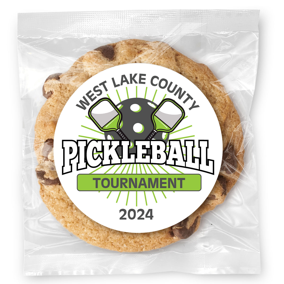 Pickleball Tournament - Gourmet Chocolate Chip Or Variety Pack W/ Full Color Personalized Sticker