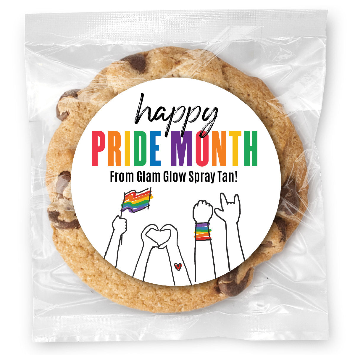 Happy Pride Month - Gourmet Chocolate Chip Or Variety Pack W/ Full Color Personalized Sticker