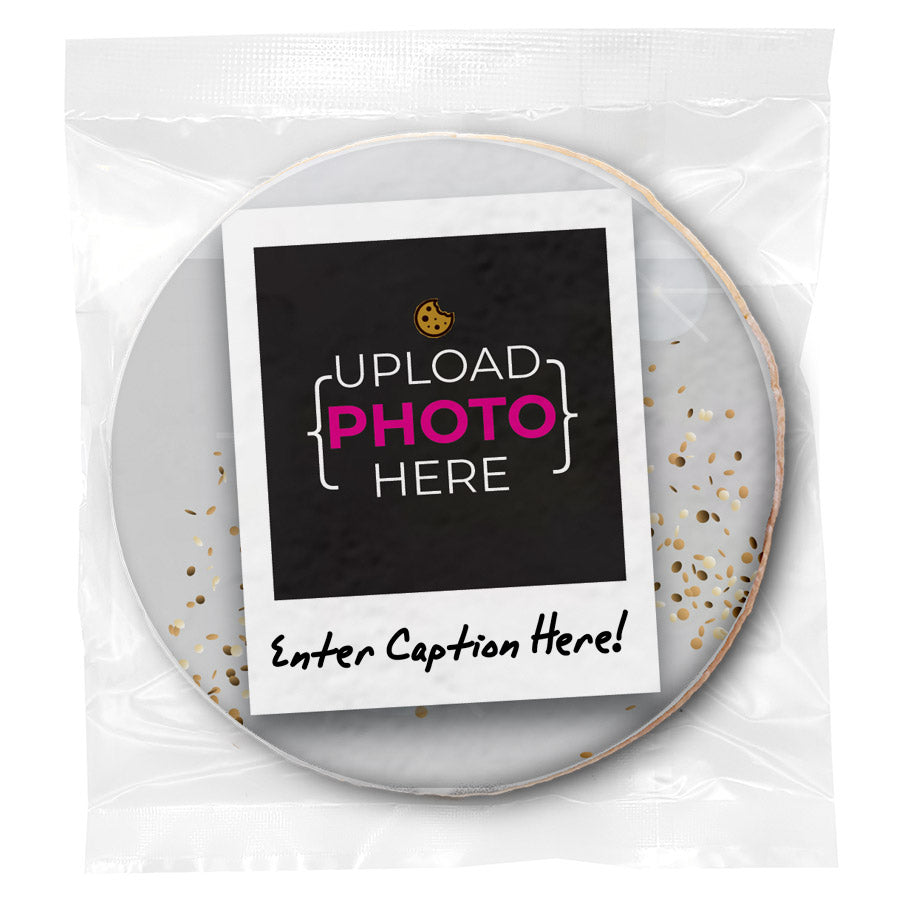 Upload your Own Photo - Birthday Polaroid & Caption- Personalized Direct Print On Round Sugar Cookie