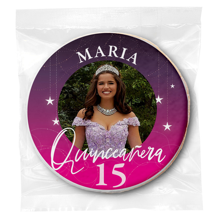 Star Quinceneara - Personalized Direct Print On Round Sugar Cookie