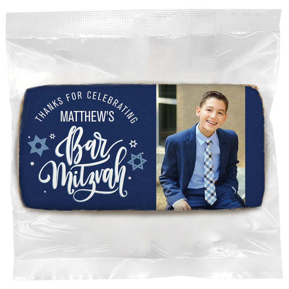 Bar Mitzvah Photo - Personalized Direct Print on Rectangle Sugar Cookies