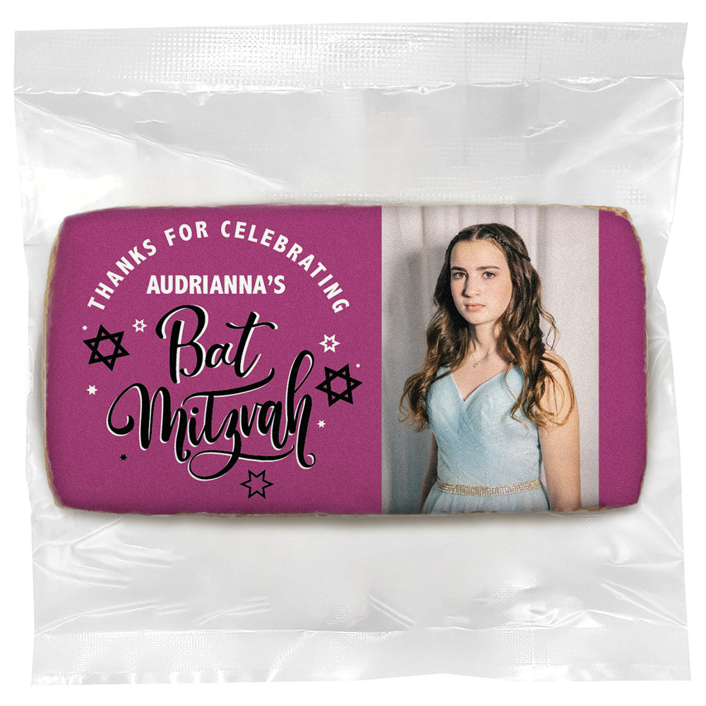 Bat Mitzvah Photo - Personalized Direct Print on Rectangle Sugar Cookies