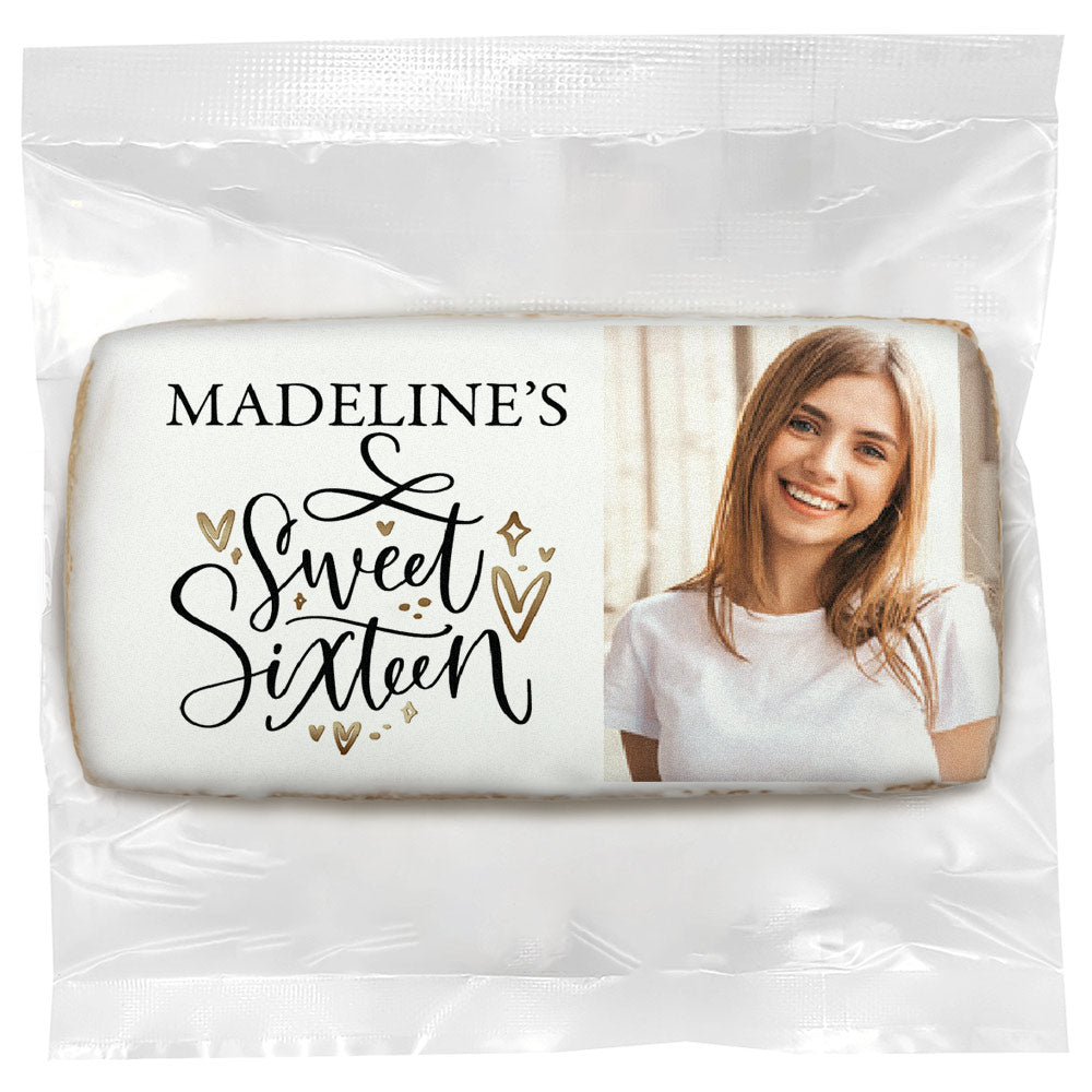 Sweet 16 Hearts Photo - Personalized Direct Print on Rectangle Sugar Cookies