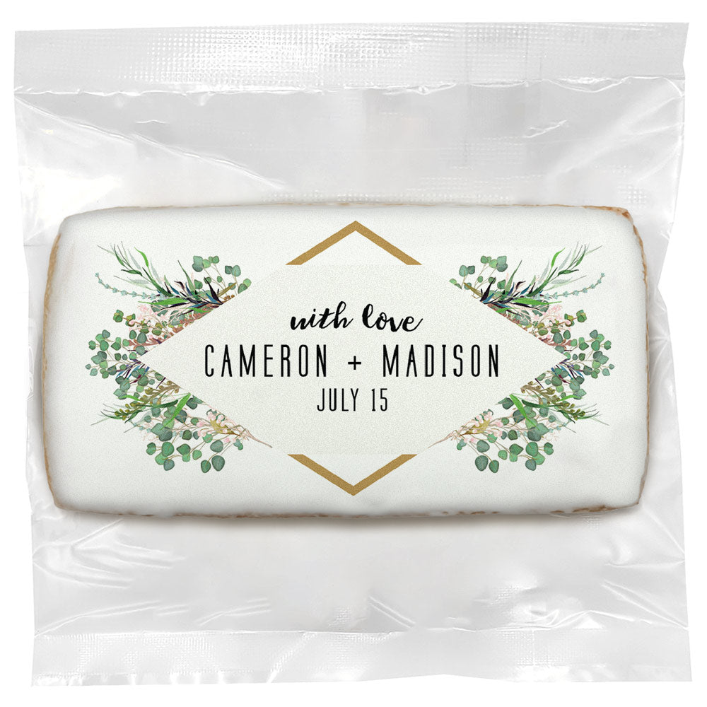 Greenery With Love - Personalized Direct Print on Rectangle Sugar Cookies