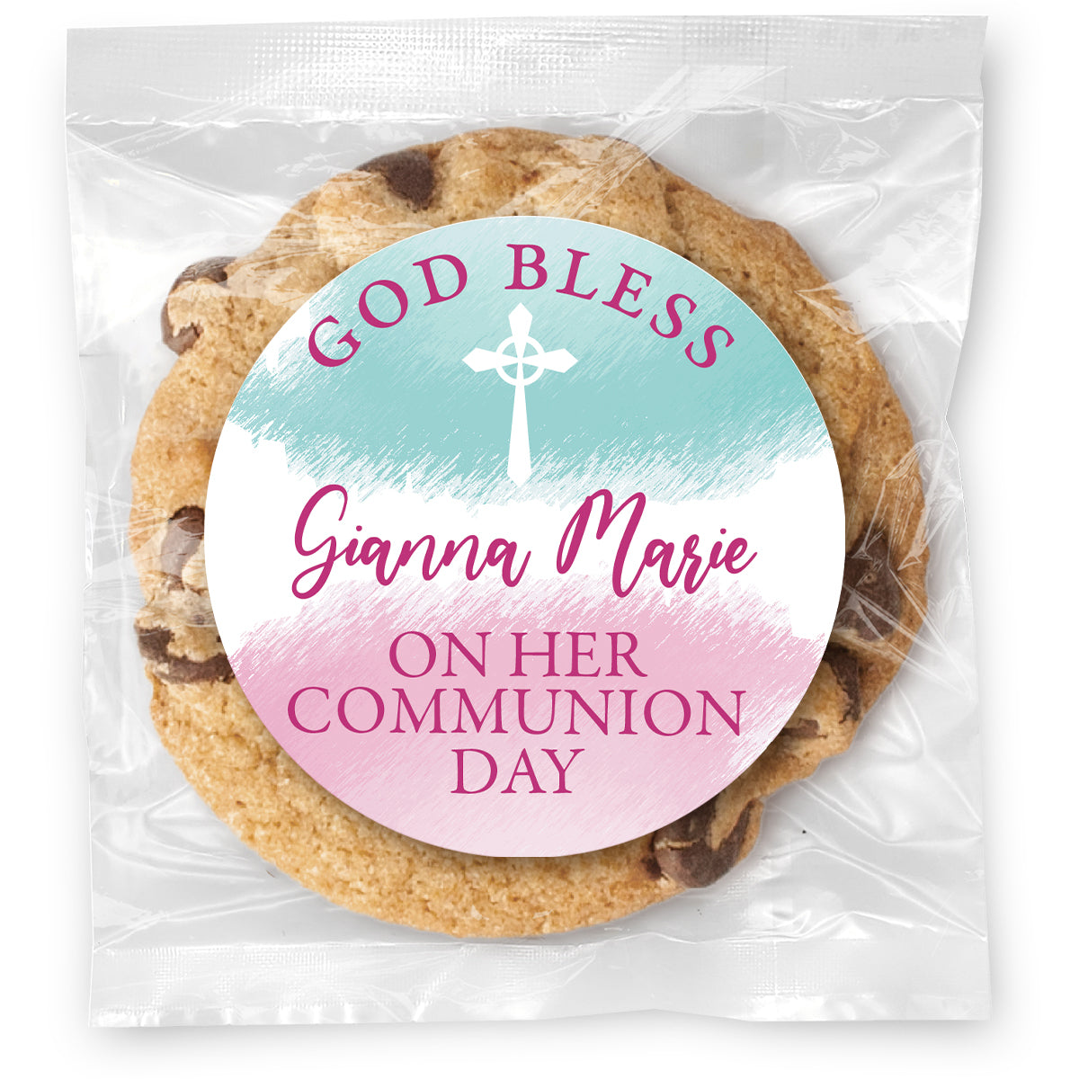 Color Ombre Cross - Girl - Gourmet Chocolate Chip Or Variety Pack W/ Full Color Personalized Sticker