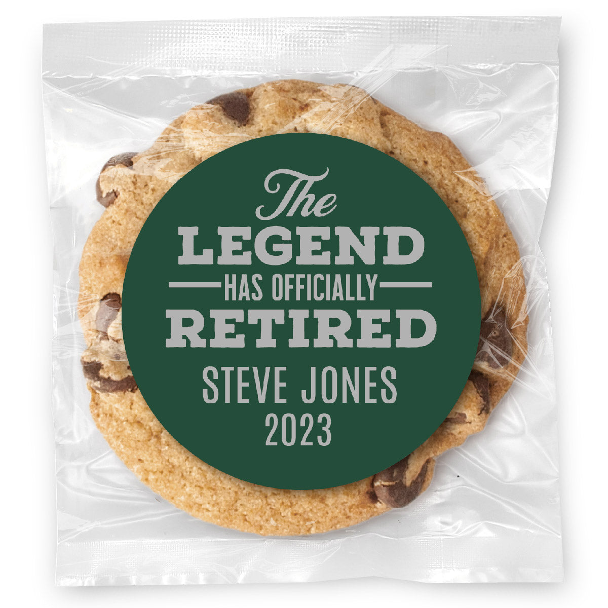 The Legend has retired - Gourmet Chocolate Chip Or Variety Pack W/ Full Color Personalized Sticker