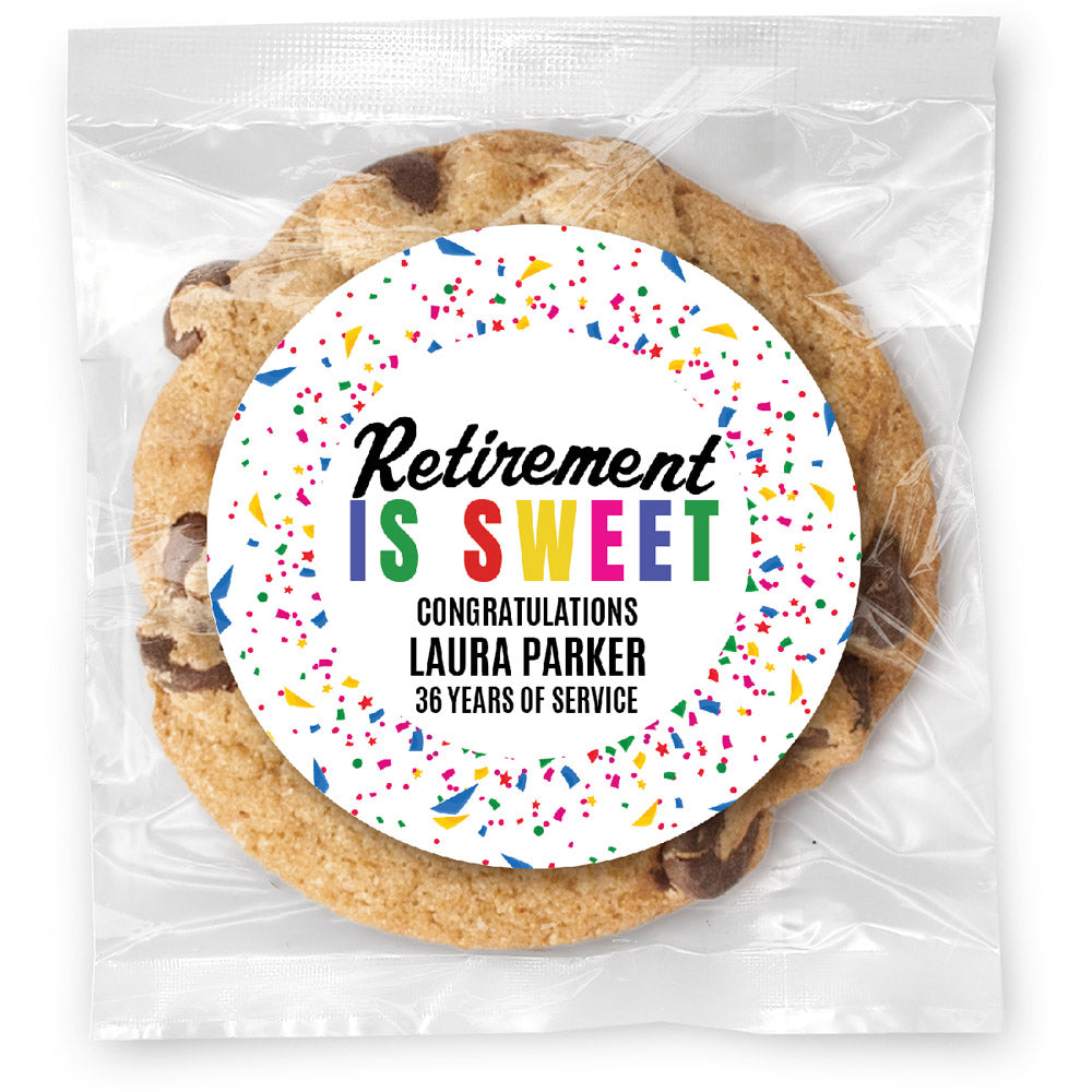 Retirement is Sweet - Gourmet Chocolate Chip Or Variety Pack W/ Full Color Personalized Sticker