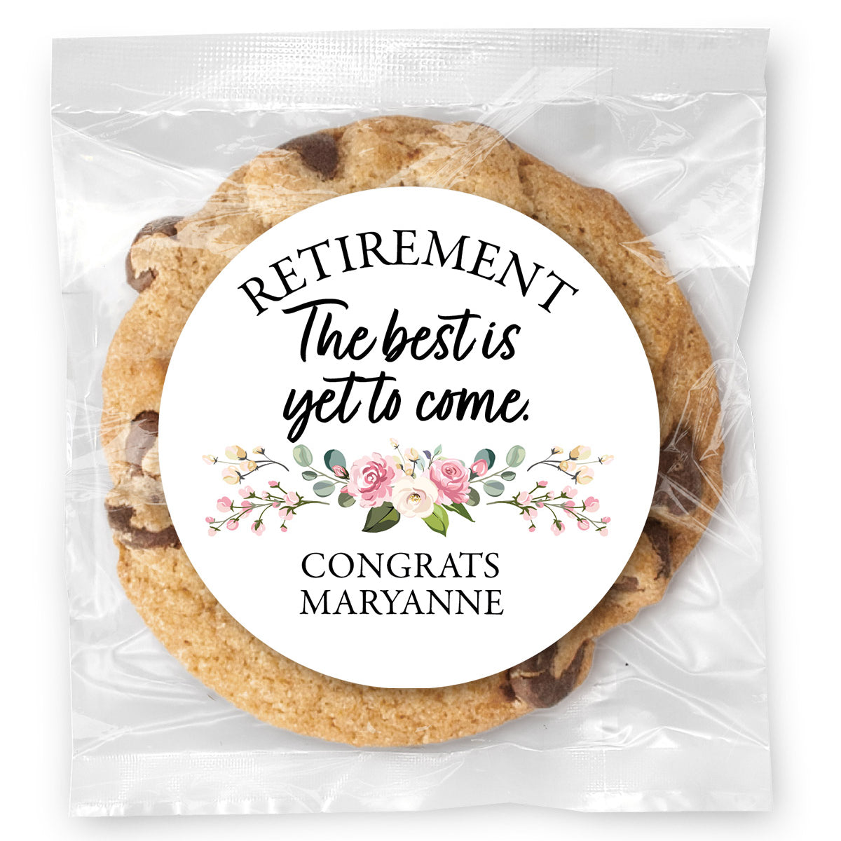The Best is Yet to Come (Retirement) - Gourmet Chocolate Chip Or Variety Pack W/ Full Color Personalized Sticker