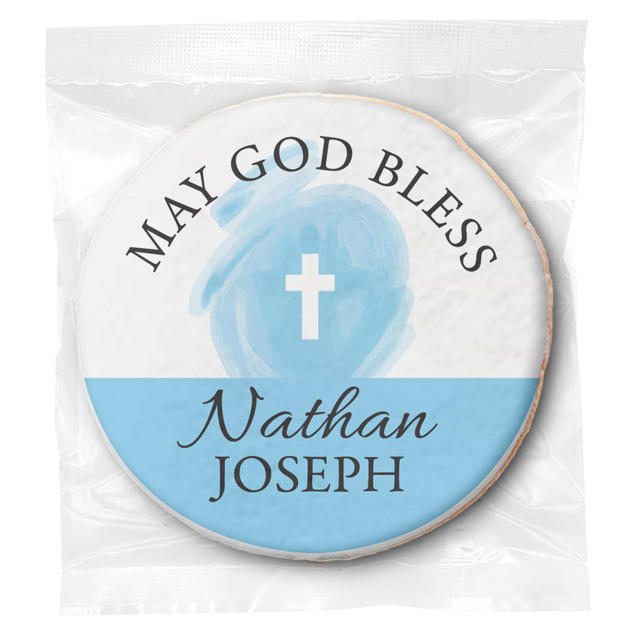 May God Bless Blue - Personalized Direct Print On Round Sugar Cookie
