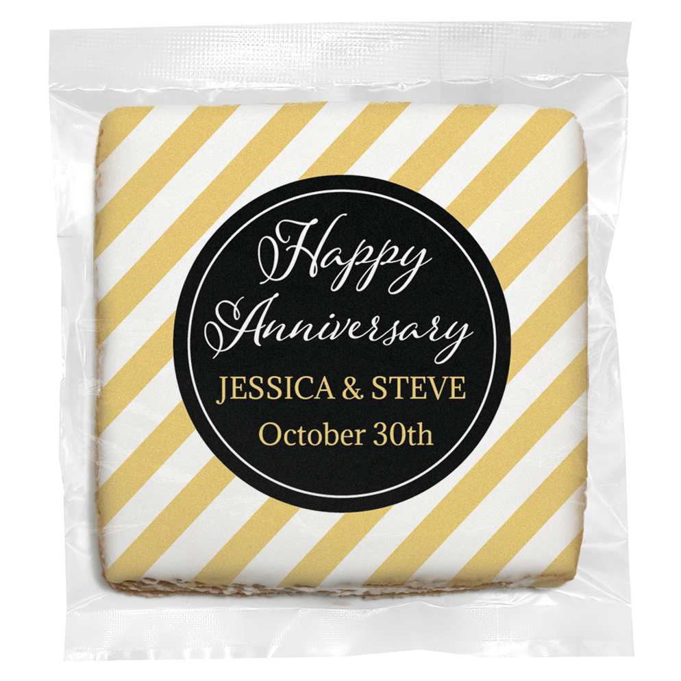Anniversary Stripes - Personalized Direct Print On Round Sugar Cookie