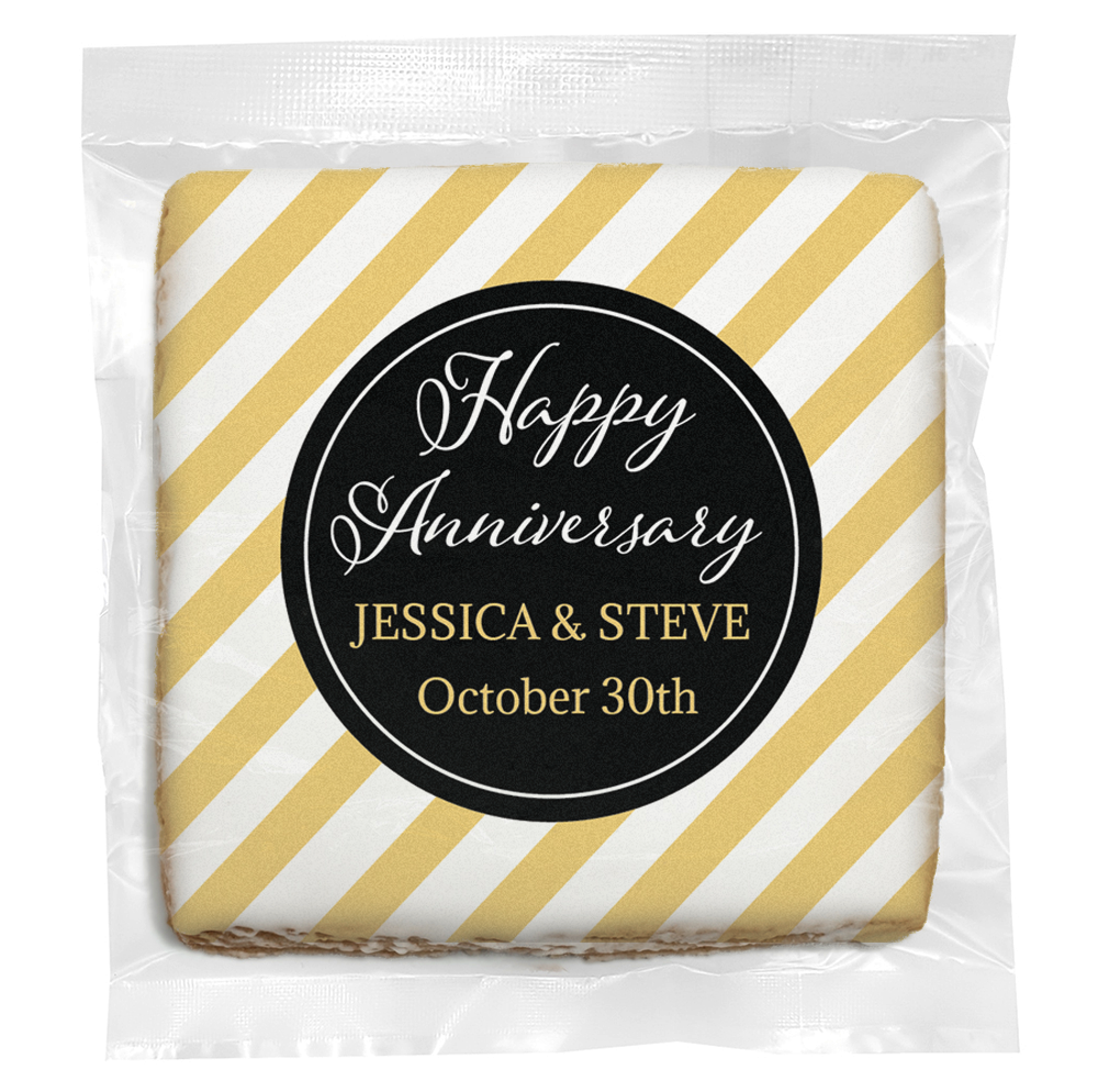 Anniversary Stripes - Personalized Direct Print On Round Sugar Cookie
