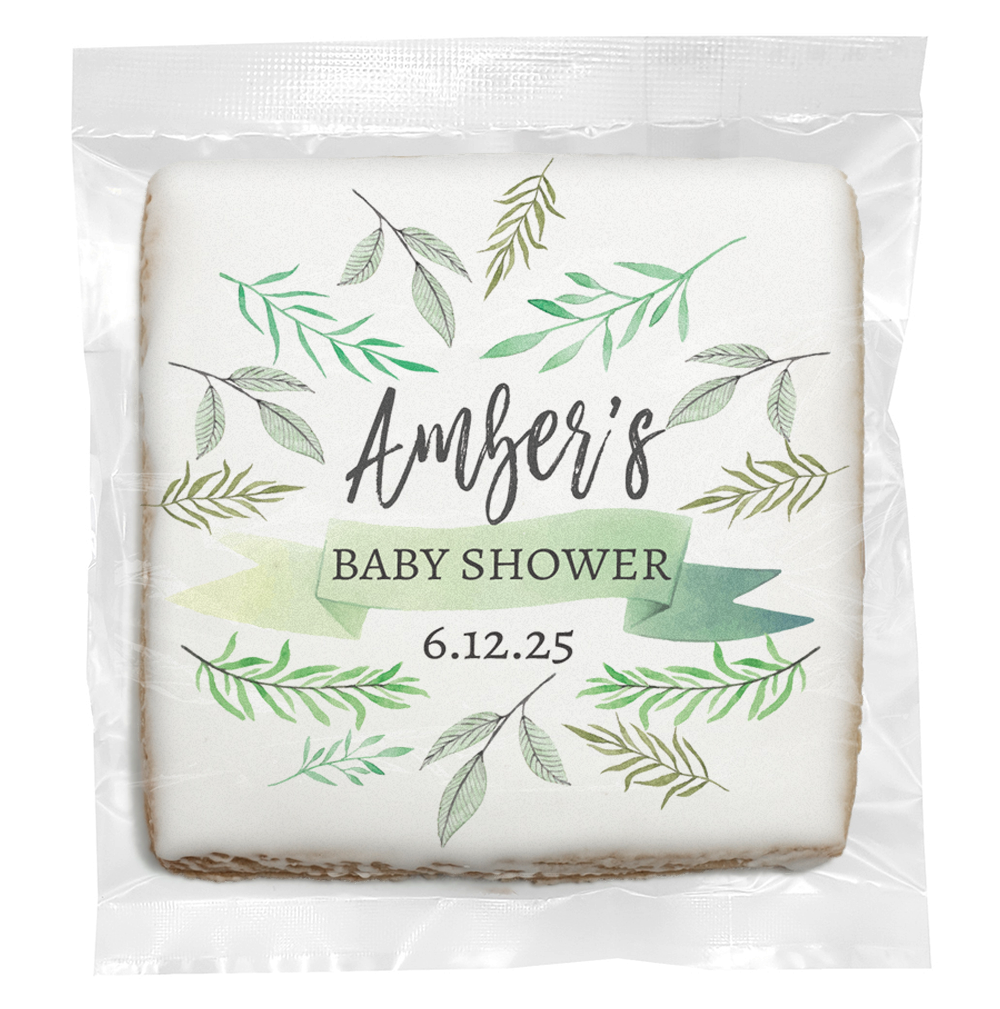 Botanical Baby Shower - Personalized Direct Print on Square Sugar Cookies