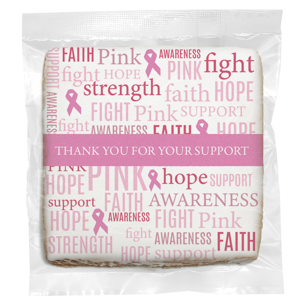 Breast Cancer Words - Personalized Direct Print On Square Sugar Cookie