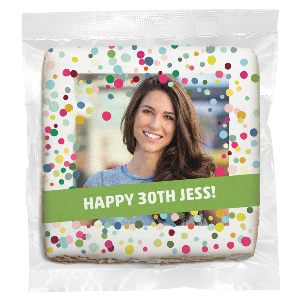 Birthday Confetti Photo Upload - Personalized Direct Print on Square Sugar Cookies