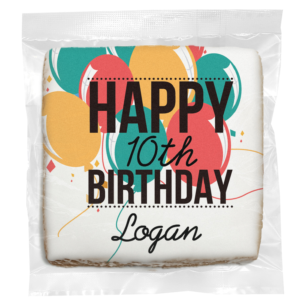Birthday Balloons - Personalized Direct Print on Square Sugar Cookies
