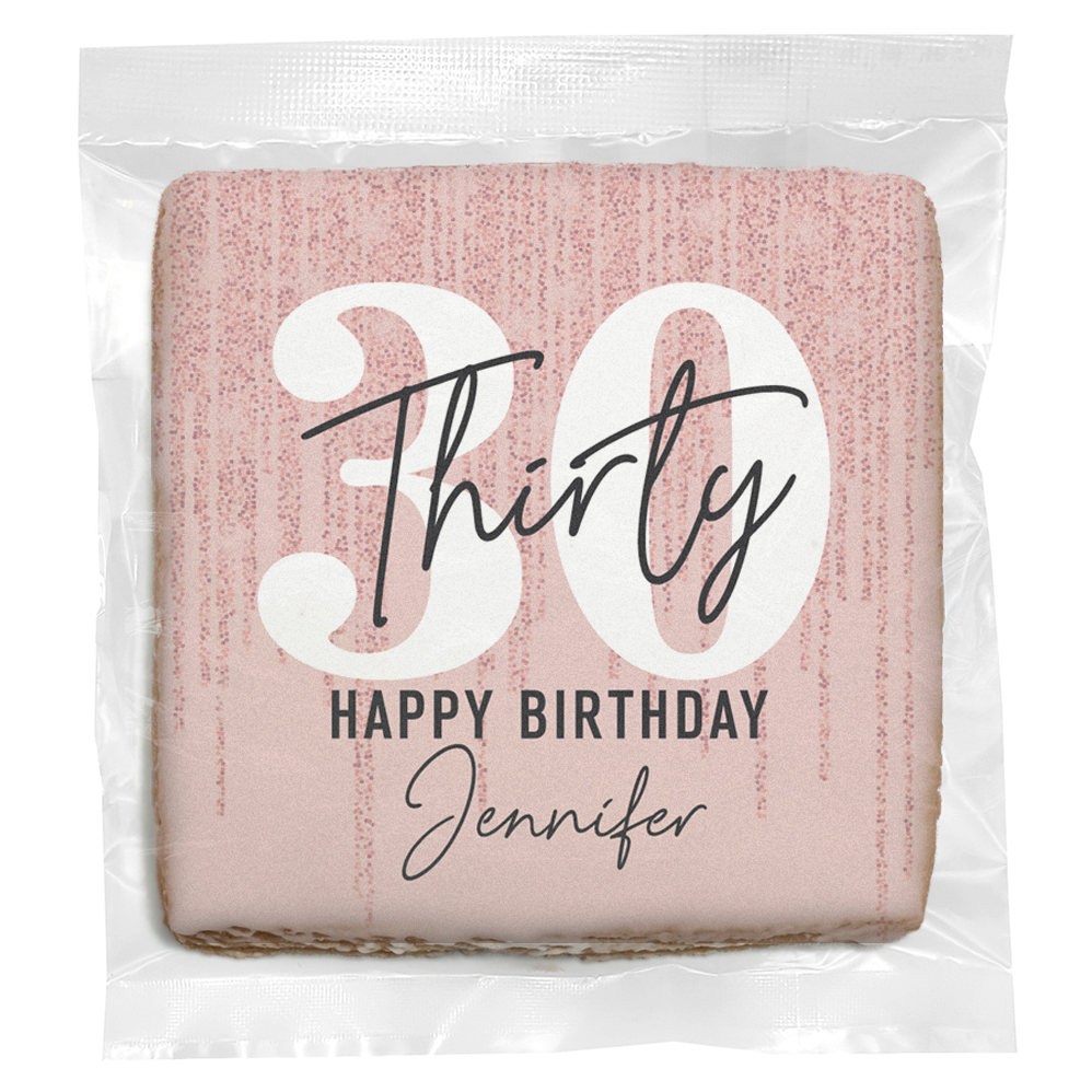 Pink Glitter Age - Personalized Direct Print on Square Sugar Cookies